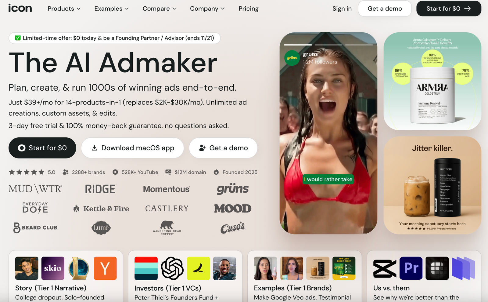 Screenshot of the Icon homepage showing the main features and layout, included as part of this Icon Review.